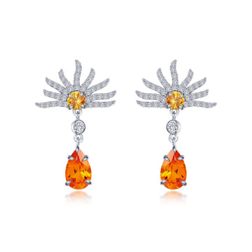 Fancy Lab-Grown Sapphire Peacock Earrings
